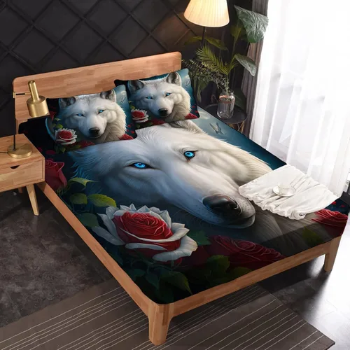 Miniatura 21 de Juego de sábanas de tamaño King, sábanas de conejo, sábanas de microfibra y fundas de almohada de 4 piezas, juego de sábanas con estampado colorido
