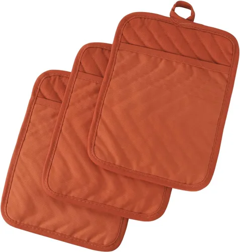 Miniatura 8 de Anyi Soportes para ollas resistentes al calor, almohadillas calientes de algodón para mostrador y mesa, color verde con bolsillo