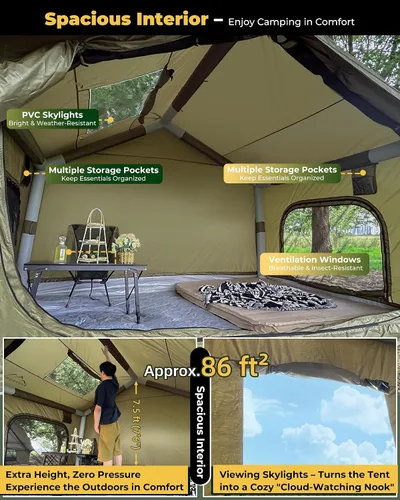 Miniatura 4 de Tienda de campaña inflable, diseño de lujo de Glamping con tragaluz, tela de Oxford