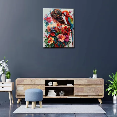 Miniatura 3 de Tucocoo Tatuajes de Espalda para Mujeres Pintura DIY por Números para Adultos, Pavo Real y Flores Pintura por Números en Lienzo Fácil de Pintar
