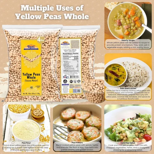 Miniatura 3 de Rani - Guisantes Amarillos Enteros, Secos (Vatana, Matar) 1.81kg (64oz, 4lbs) a granel ~ Completamente naturales Vegano Apto para gluten