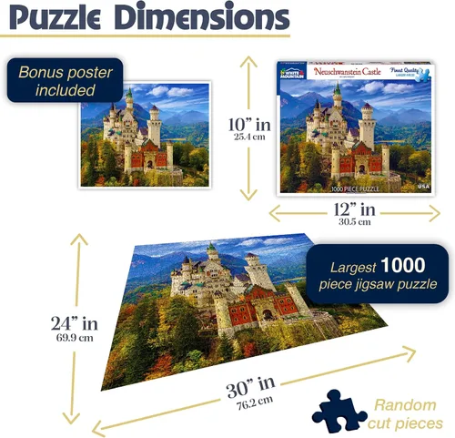 Miniatura 2 de White Mountain Puzzles Neuschwanstein Castle - Rompecabezas de 1000 piezas, 144 meses a 1188 meses