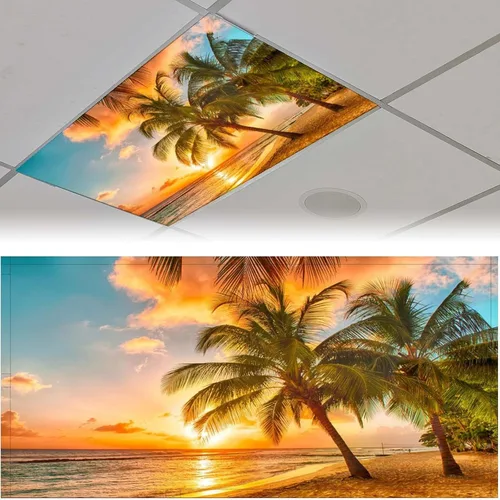 Miniatura 8 de Sunnyhut 2 cubiertas de luz fluorescente para luces de techo, cubierta magnética de árboles verdes para lámparas fluorescentes o LED