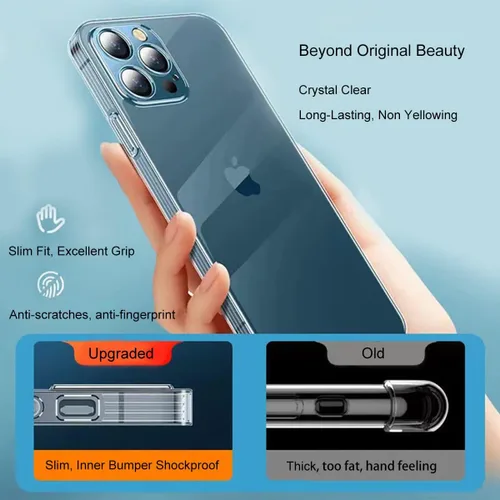 Miniatura 3 de ZEZHOU Funda transparente compatible con iPhone 13 mini con cubierta para cámara, borde galvanizado no amarillo, carcasa de silicona mejorada a