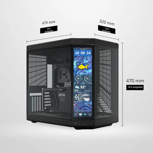 Miniatura 10 de HYTE Y70 - Caja ATX de torre intermedia Touch Infinite de doble cámara con estética moderna y pantalla táctil LCD de 2.5K integrada, color negro