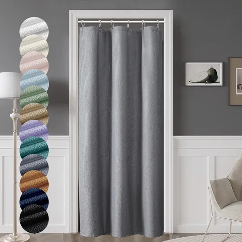 Miniatura 48 de OVZME Berry - Cortina de ducha extralarga verde de 96 pulgadas, cortina de baño de tela con textura en relieve 3D, cortina de baño grande para Verde