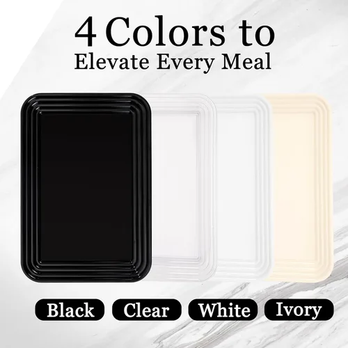 Miniatura 6 de SUT Paquete de 4 bandejas transparentes para servir para entretenimiento, bandejas para servir de 16" x 11" para aperitivos, frutas, galletas