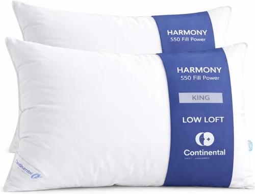 Miniatura 22 de Continental Bedding Harmony White Goose Down Pillow 550 Fill Power Medium Loft 100% algodón 300 hilos Shell tamaño estándar 1 paquete fabricado