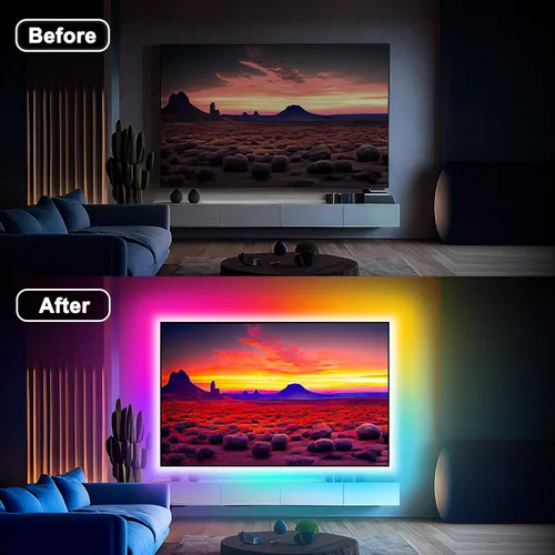 Miniatura 2 de Daymeet Tira de luces LED RGB de 9.84 pies para TV de 32 a 43 pulgadas, sincronización de música Dreamcolor, cambio de color, control remoto por