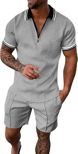 Conjunto deportivo de verano para hombre, camiseta polo y pantalones cortos, conjunto deportivo elegante y casual de 2 piezas