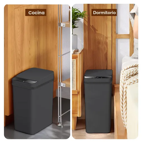 Miniatura 6 de Yatmung - Cubo de basura sin contacto para baño, cubo de basura inteligente de 2.5 galones con sensor de movimiento, papelera delgada con tapa