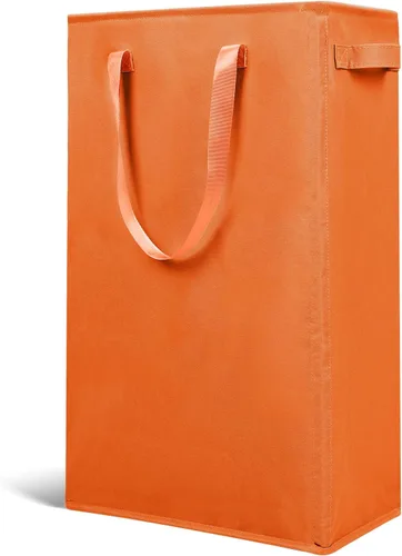 Miniatura 9 de Odonata Cesta de lavandería delgada con asas, cesta plegable para ropa sucia, bolsa de ropa sucia estrecha, cesta plegable para ropa sucia, 45 Gris