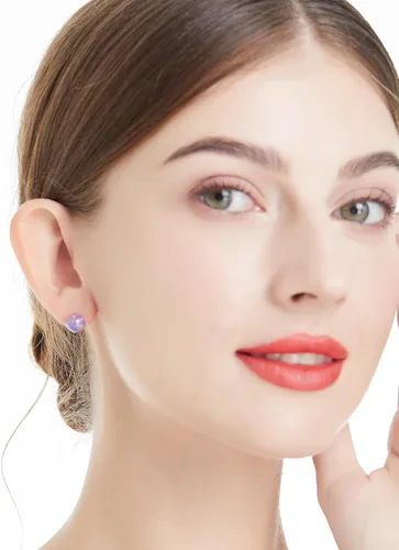 Miniatura 76 de Natural Stone Stud Earrings for Women 8mm Sterling Silver Genuine Gemstone Earrings Handmade Sterling Silver Crystal Stud Earrings for Women