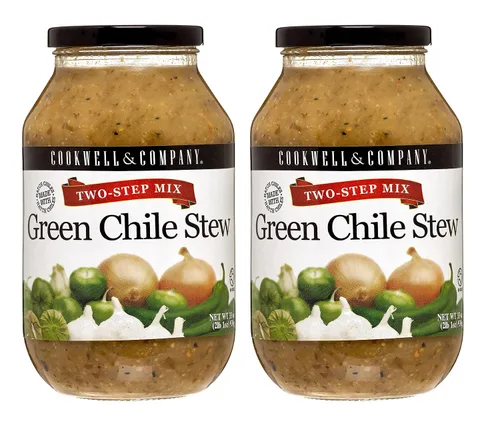 Texas Two Step Mix, estofado de chile verde, 2 frascos de vidrio de 33 onzas (33.02 oz) cada uno