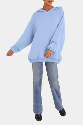 Miniatura 4 de EFAN Sudaderas con capucha de forro polar de gran tamaño para mujer, estilo casual, de manga larga, sueltas, ligeras, ropa de otoño e invierno