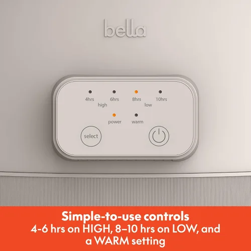 Miniatura 3 de bella Olla de cocción lenta programable de 6.0 cuartos de galón, revestimiento antiadherente de cerámica, temperatura ajustable y tiempos