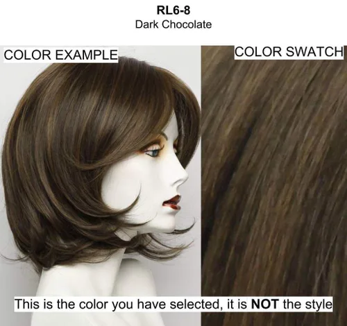 On Your Game - Peluca de color RL6/8 chocolate oscuro – Raquel Welch Pelucas de 12 pulgadas de corte Bob en ángulo perfecto corte de maquinilla de