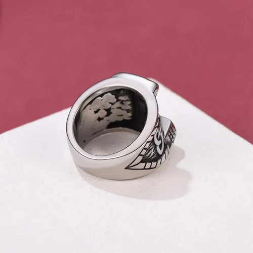 Miniatura 8 de FaithHeart Norse Viking Jewelry - Anillo de acero inoxidable de guerrero para hombre con diseño vikingo de cabeza de lobomartillo de Thor