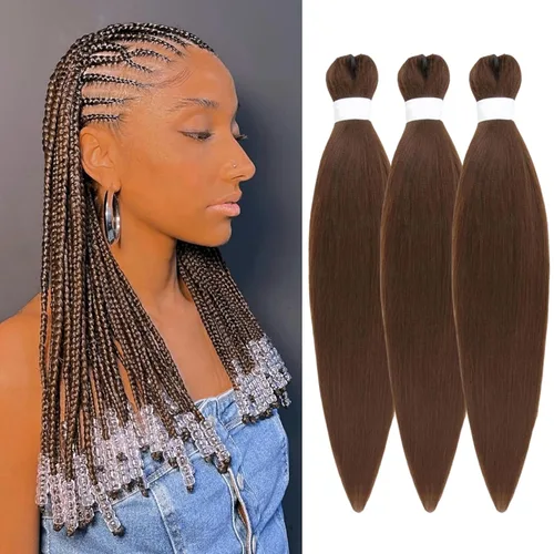 Miniatura 67 de Pelo corto negro trenzado preestirado de 14 pulgadas para trenzas sin nudos, pelo sintético 1B trenzado para trenzas Bob Box