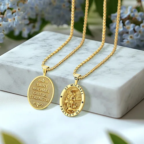 Miniatura 172 de Eusense Saint Necklace Sterling Silver 925 Protection Jewelry for Men Women Patron St Medals Amulet Pendant