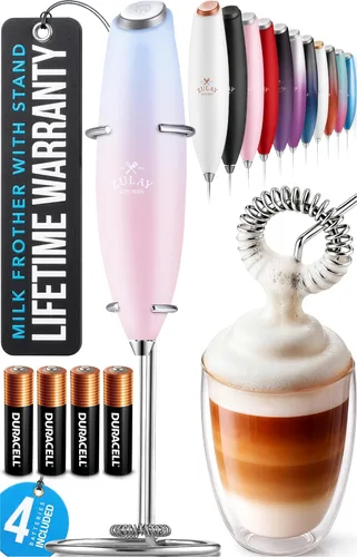 Miniatura 126 de Zulay Kitchen Espumador de leche de mano con pilas Duracell AA – Mezclador eléctrico ultrarrápido y creador de espuma, mezclador de bebidas fácil