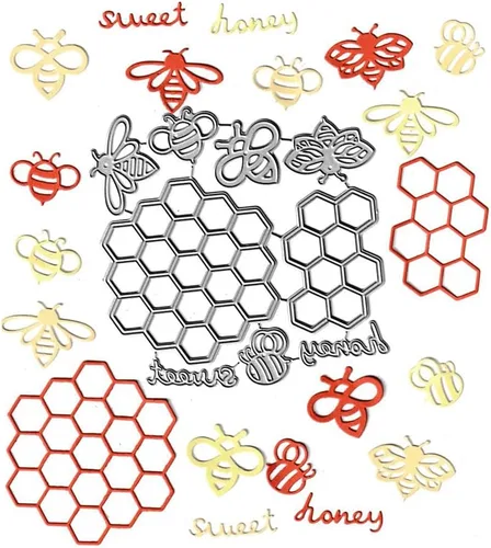 Miniatura 4 de 2 troqueles de corte Honeycom, 5 piezas de abejas dulce miel troqueladas de metal para plantillas de plantillas para tarjetas de álbumes de recortes