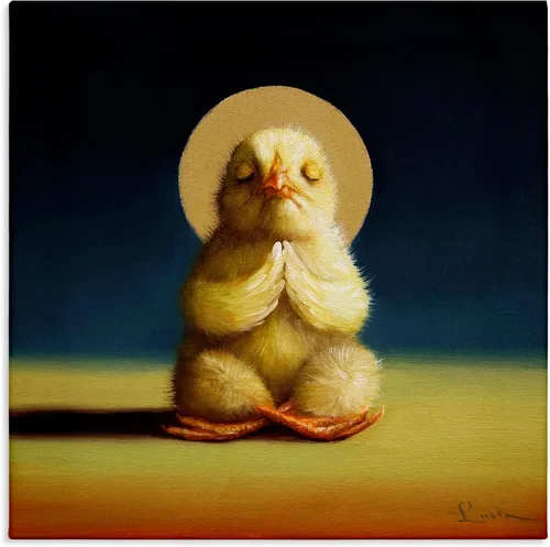 Miniatura 9 de Stupell Industries Lienzo decorativo para pared con diseño de pollitos de yoga y animales de granja, diseño de Lucia Heffernan, 17 x 17 pulgadas