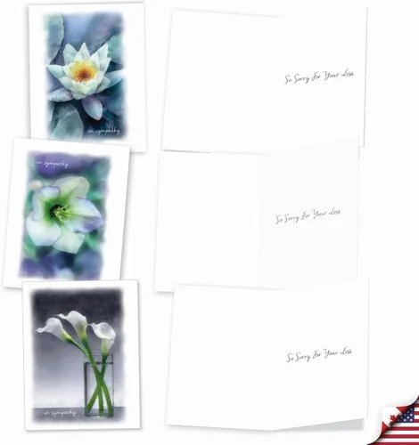 Miniatura 4 de The Best Card Company - 10 tarjetas de condolencias surtidas en caja (4 x 5.12 pulgadas) - Saludos de condolencia, duelo - Blooming Memories M6598SRG