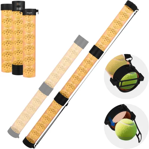 Miniatura 11 de NEEWER Tolva de tubo para pelotas de tenis y pelotas de pickleball, sección desmontable sin doblez, recogedor superior con tapón y correa