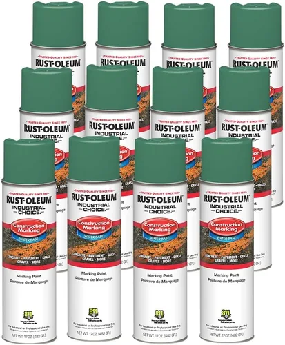 Miniatura 11 de Rust-Oleum 264697-12PK Industrial Choice M1400 System Pintura en aerosol de marcado de construcción a base de agua, 17 onzas, naranja fluorescente