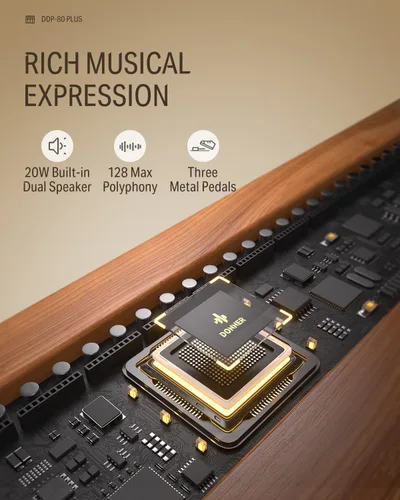 Miniatura 3 de Donner Piano digital DDP-80 PLUS + banco de piano blanco