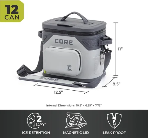 Miniatura 5 de CORE - Bolsa de enfriador suave a prueba de fugas magnética con cremallera impermeable Bolsa aislada enfriador portátil Mejor enfriador suave