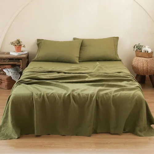 Miniatura 24 de Simple&Opulence - Juego de sábanas de lino 100 % lavado, tamaño Queen, lino natural francés, 4 piezas, transpirables, ultrasuaves; ropa de cama