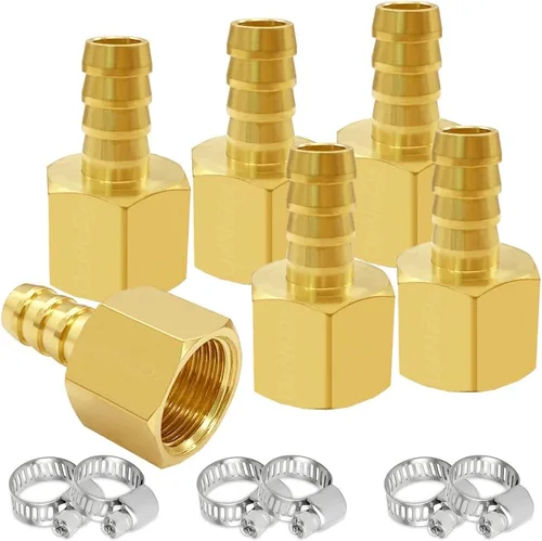 Miniatura 12 de Uenede 6 accesorios de púas de manguera de latón de 1/2 pulgada NPT hembra a 1/2 pulgadas, conector adaptador de púas incluye 6 abrazaderas de acero