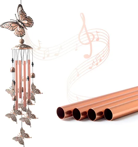 Campanillas de viento de mariposa de latón, campanillas de viento de condolencias para exteriores, regalos para mamá, decoración de campanillas de