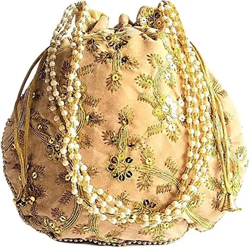 Miniatura 7 de Bolsa de terciopelo bordada para mujer, bolsa con cordón, regalo de boda dorado para mujer