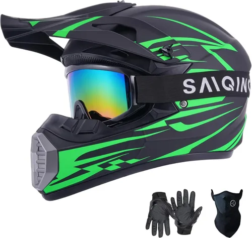 Miniatura 12 de SanQing - Casco de motocross para jóvenes y niños, casco integral para motocicleta de cara completa para bicicleta de tierra ATV cuatrimoto MX