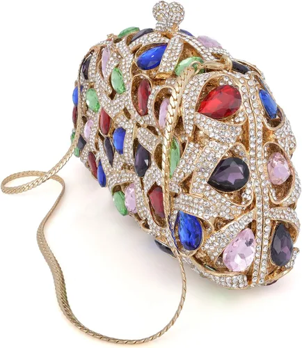 Miniatura 3 de MOSSMON Bolso de noche de lujo con diamantes de imitación de cristal