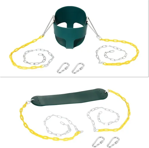 Miniatura 5 de Asiento de columpio de cubo completo con respaldo alto para niños pequeños, accesorios para columpios Verde