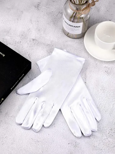 Miniatura 6 de 4 pares de guantes cortos de satén para mujer guantes de longitud a la muñeca guantes de ópera