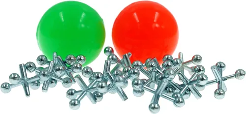 Miniatura 5 de JA-RU Vintage Toys - Juego de gatos de metal doble (paquete de 1) con 16 Jax y 2 pelotas rebotantes. Mini juego clásico para niños. Recuerdos