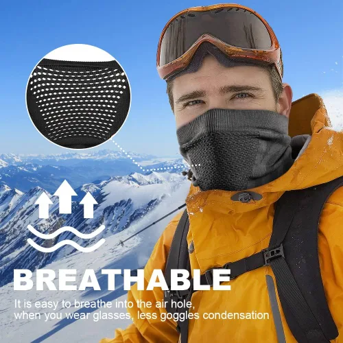 Miniatura 7 de WTACTFUL Calentador de Cuello de Invierno Polaina a Prueba de Viento Máscara Facial Pasamontañas Bandana para Esquí Snowboard Todo negro