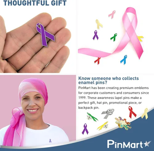 Miniatura 44 de PinMart Awareness - Pin de solapa esmaltado – Pin de cinta chapado en níquel y oro – Cinta de prevención y conciencia – Broche de joyería con parte