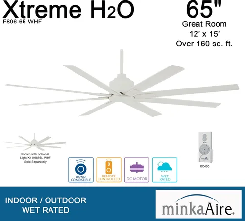 Miniatura 7 de Minka-Aire F896-65-WHF Xtreme H2O - Ventilador de techo exterior de 65 pulgadas con motor de CC en acabado blanco plano