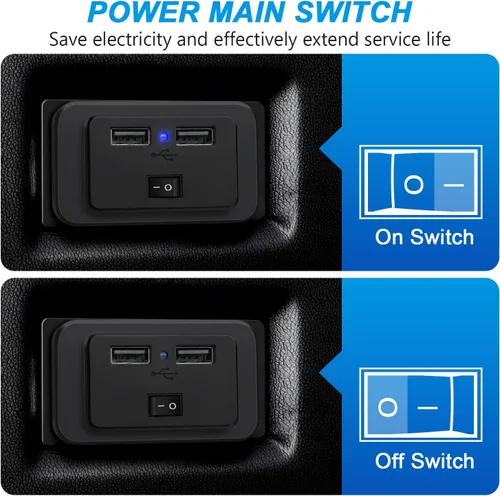 Miniatura 3 de Interruptor de encendido/apagado RV salida USB 4.8A 12V 24V doble toma de corriente USB cargador de pared enchufe para autobús barco ATV vehículo