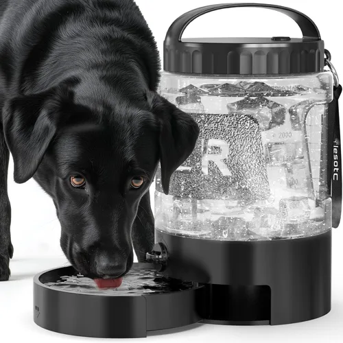 Miniatura 9 de lesotc Botella de agua de viaje para perros portátil con cuenco extraíble, dispensador de agua de viaje grande de 77 onzas para perros, artículos