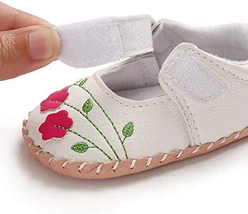Miniatura 4 de Meckior - Zapatos de vestir para bebé y la princesa niña hechos a mano para niños y niñas de cuero sintético antideslizante para cuna para vestido