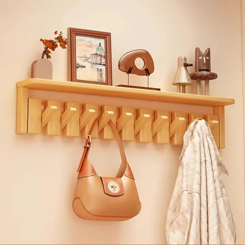 Miniatura 59 de Percheros montados en la pared, ganchos para llaves de piano, colgador de madera maciza natural, tela no tejida, perchas para armario, cocina