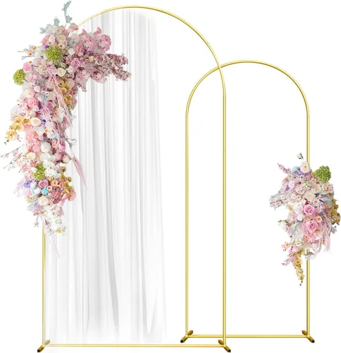 Miniatura 11 de Soporte de Telón de Fondo de Arco de Boda SPRITE DISPLAY 7.2FT Soporte de Telón de Fondo de Arco de Globo Dorado Marco de Arco Cuadrado