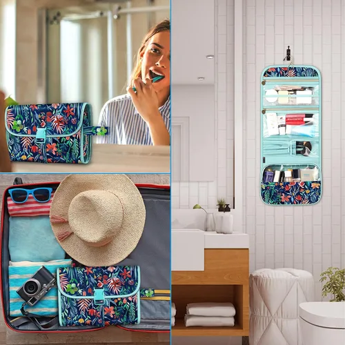 Miniatura 6 de Fintie bolsa de viaje portátil para cosméticos y artículos de aseo, gran organizador colgante resistente al agua para maquillaje, estuche de Noche